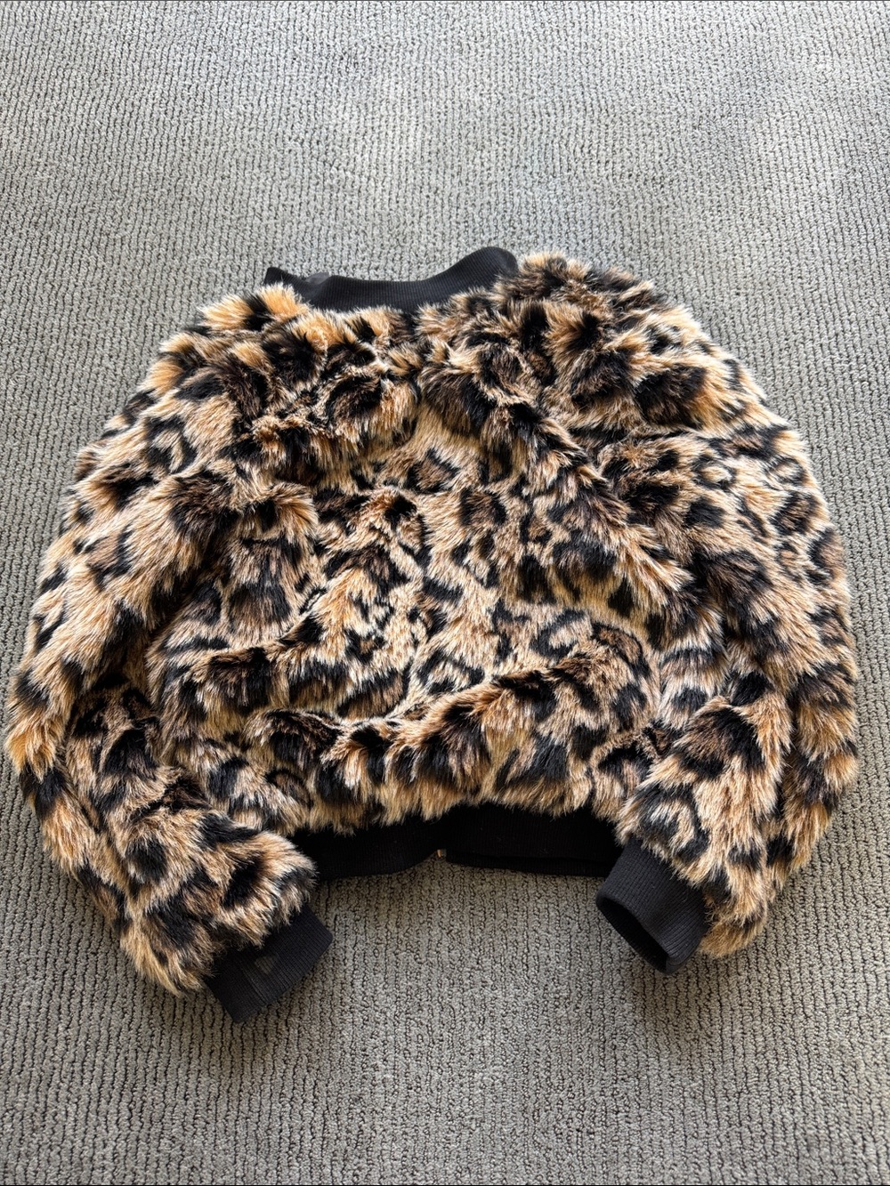 MIA Leopard Print Faux Fur Bomber Jacket in Brown and Black - Picture 2 of 3